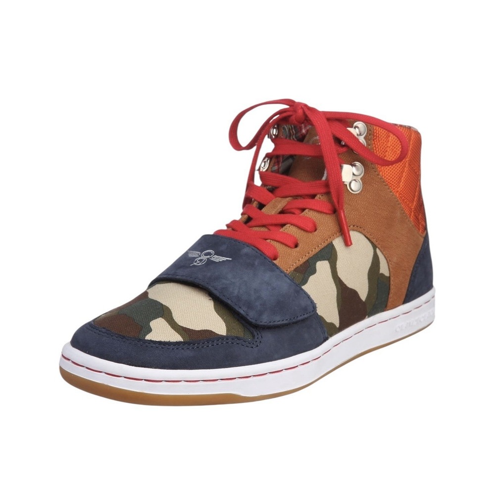 Creative Recreation Cesario High Top Sneakers‎ Men Size 8 Navy Camo Orange Tan